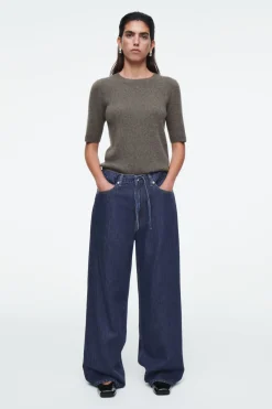 COS EXTRA WIDE-LEG DRAWSTRING DENIM PANTS-Women Pants | Jeans