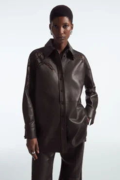COS EYELET LEATHER WESTERN SHIRT-Women Shirts & Blouses | Tops