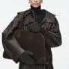 COS FAUX SHEARLING-LINED PADDED MITTENS-Women Hats & Scarves