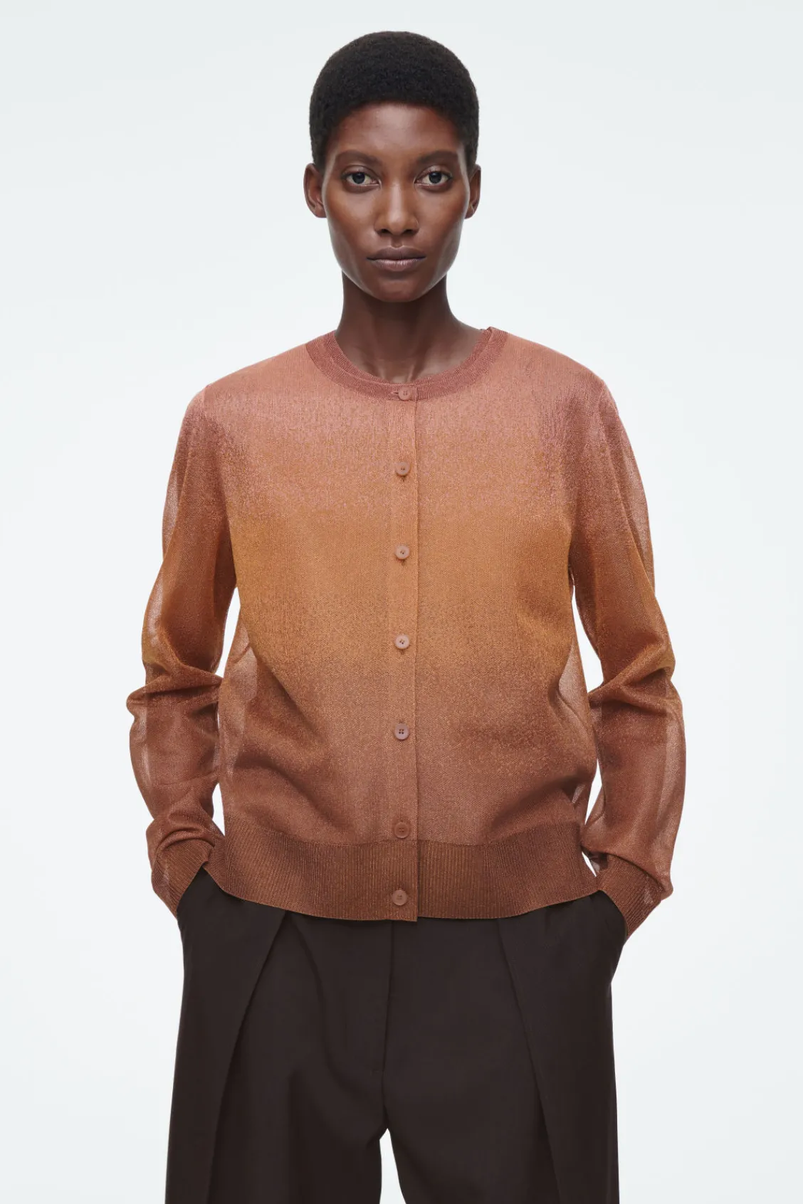 COS FINE-KNIT OMBRÉ CARDIGAN-Women Sweaters & Cardigans