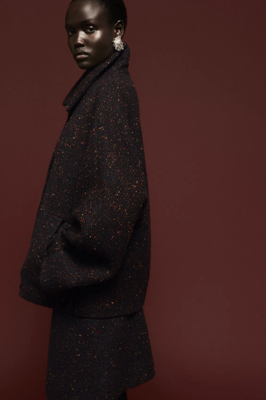 COS FLECKED WOOL-BLEND JACKET-Women Coats & Jackets