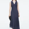 COS FLOATY ASYMMETRIC MIDI DRESS-Women Dresses & Jumpsuits