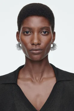 COS FLORAL HOOP EARRINGS-Women Jewelry