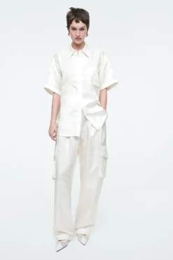 COS FLORAL-JACQUARD SHORT-SLEEVED SHIRT-Women Shirts & Blouses | Tops