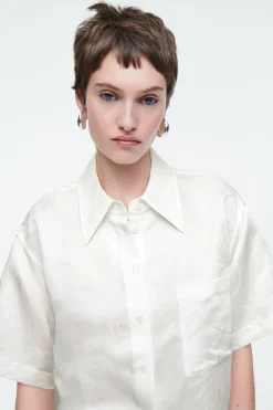 COS FLORAL-JACQUARD SHORT-SLEEVED SHIRT-Women Shirts & Blouses | Tops