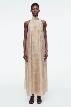 COS FLORAL-PRINT HALTERNECK A-LINE MAXI DRESS-Women Dresses & Jumpsuits