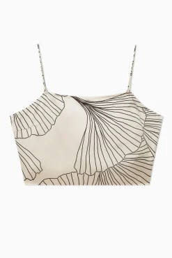 COS FLORAL-PRINT SILK CROPPED CAMI TOP-Women Tops