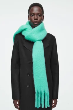 COS FRINGED BRUSHED-MOHAIR SCARF-Women Hats & Scarves