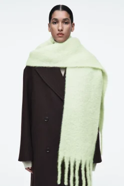 COS FRINGED BRUSHED-MOHAIR SCARF-Women Hats & Scarves