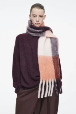 COS FRINGED BRUSHED-MOHAIR SCARF-Women Hats & Scarves