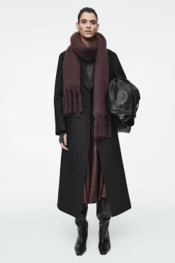 COS FRINGED BRUSHED-MOHAIR SCARF-Women Hats & Scarves