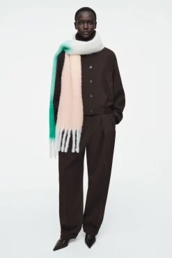 COS FRINGED BRUSHED-MOHAIR SCARF-Women Hats & Scarves