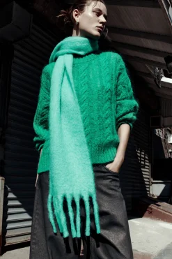 COS FRINGED BRUSHED-MOHAIR SCARF-Women Hats & Scarves