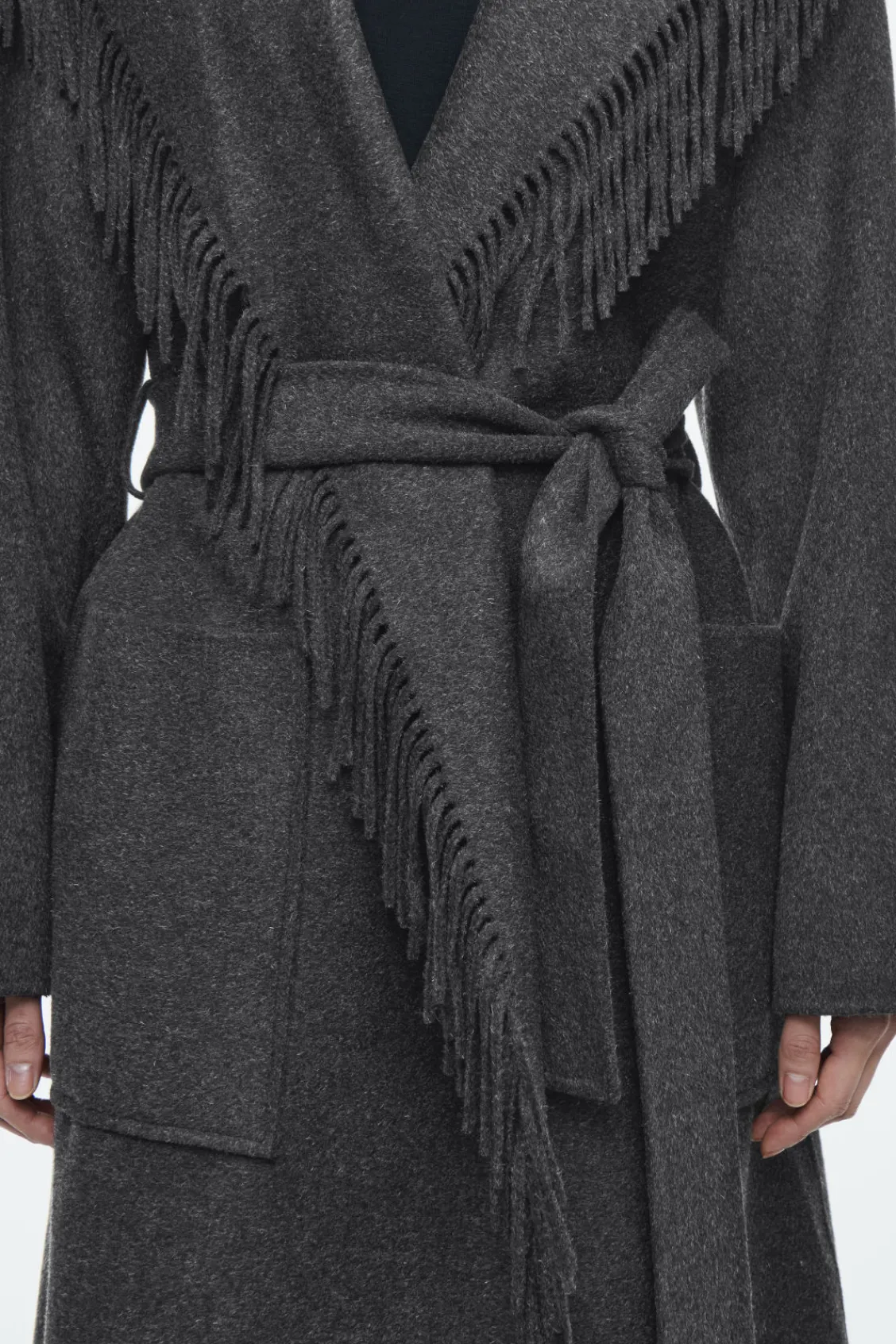 COS FRINGED DOUBLE-FACED WOOL COAT-Women Coats & Jackets