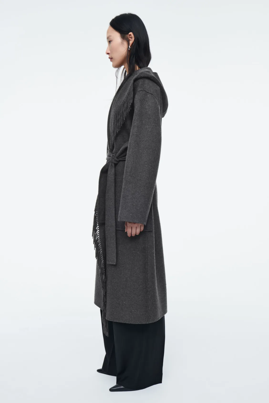 COS FRINGED DOUBLE-FACED WOOL COAT-Women Coats & Jackets
