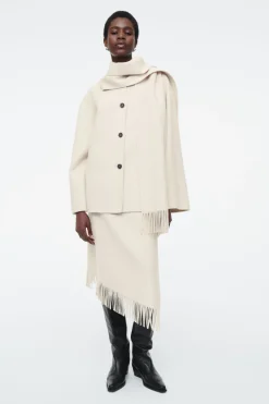 COS FRINGED WOOL MIDI WRAP SKIRT-Women Skirts | Sweaters & Cardigans