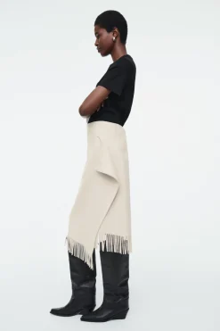 COS FRINGED WOOL MIDI WRAP SKIRT-Women Skirts | Sweaters & Cardigans