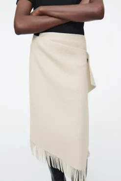 COS FRINGED WOOL MIDI WRAP SKIRT-Women Skirts | Sweaters & Cardigans