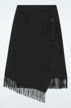 COS FRINGED WOOL MIDI WRAP SKIRT-Women Skirts | Sweaters & Cardigans