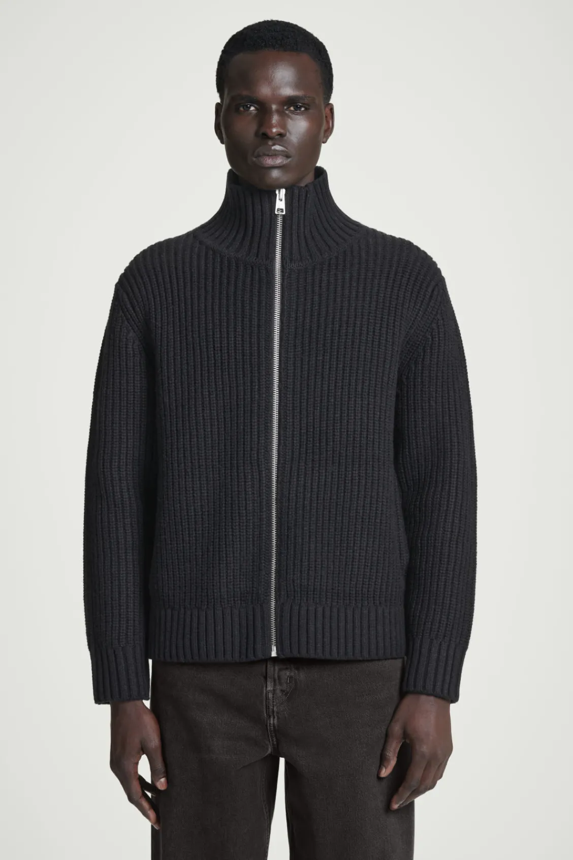 COS FUNNEL-NECK KNITTED WOOL JACKET- Sweaters & Cardigans | Coats & Jackets