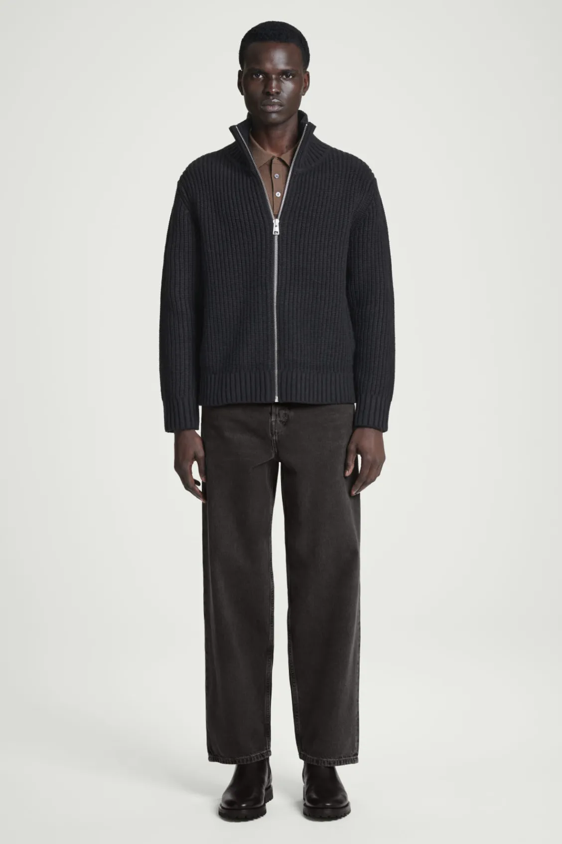 COS FUNNEL-NECK KNITTED WOOL JACKET- Sweaters & Cardigans | Coats & Jackets