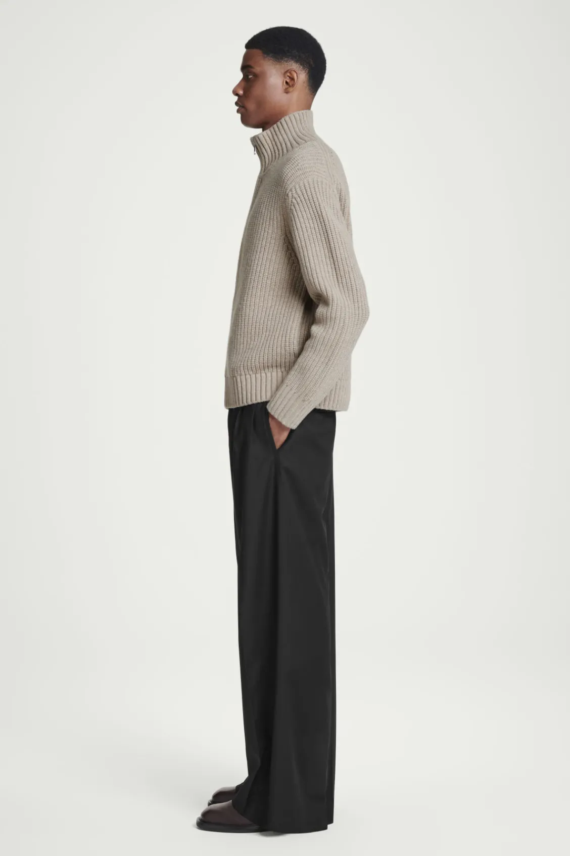 COS FUNNEL-NECK KNITTED WOOL JACKET- Sweaters & Cardigans | Coats & Jackets