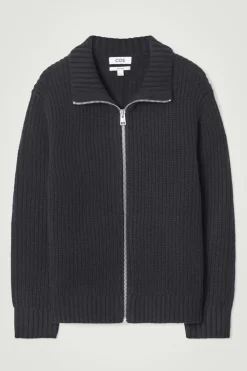 COS FUNNEL-NECK KNITTED WOOL JACKET- Sweaters & Cardigans | Coats & Jackets