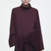 COS FUNNEL-NECK LONG-SLEEVED T-SHIRT-Women Tops