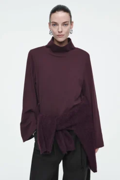 COS FUNNEL-NECK LONG-SLEEVED T-SHIRT-Women Tops