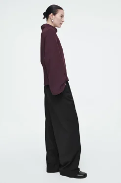 COS FUNNEL-NECK LONG-SLEEVED T-SHIRT-Women Tops