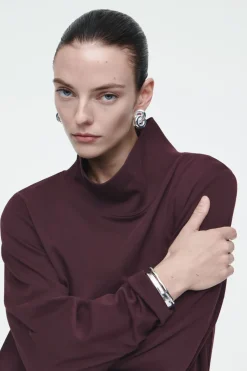 COS FUNNEL-NECK LONG-SLEEVED T-SHIRT-Women Tops