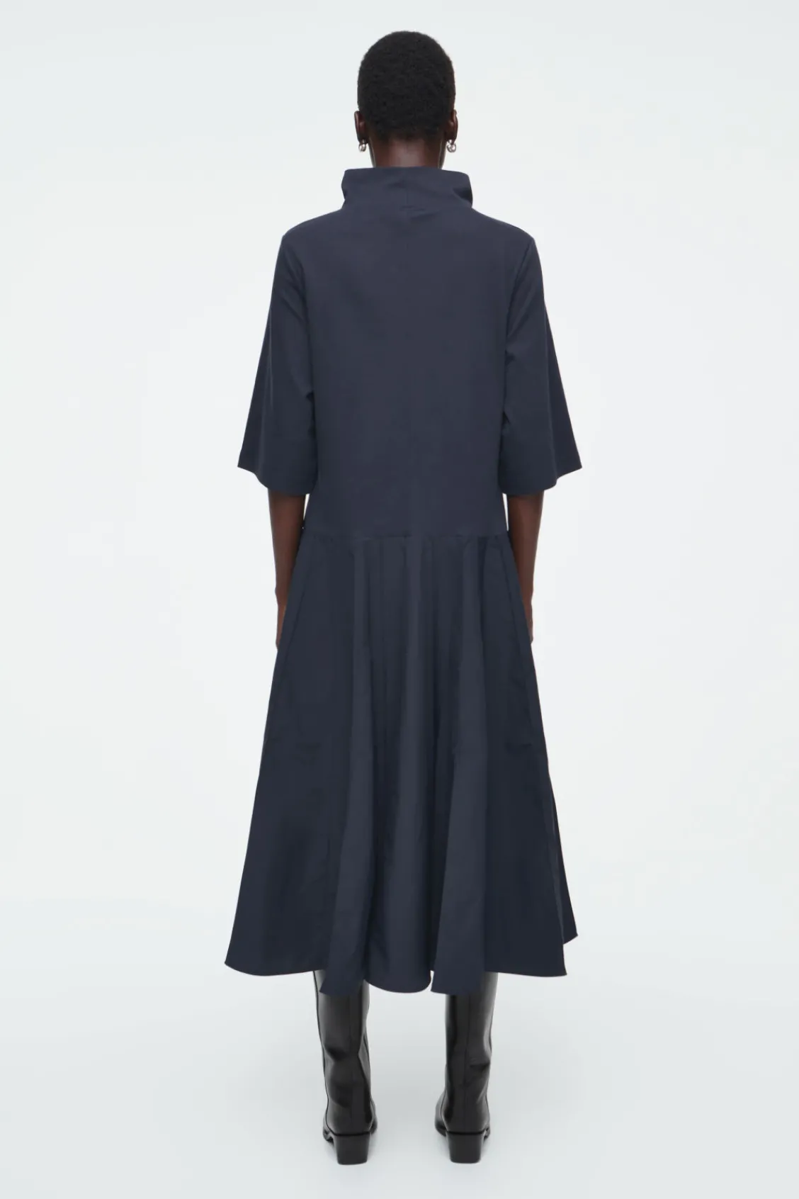 COS FUNNEL-NECK PANELED MIDI DRESS-Women Dresses & Jumpsuits