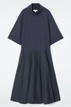 COS FUNNEL-NECK PANELED MIDI DRESS-Women Dresses & Jumpsuits