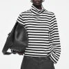COS FUNNEL-NECK STRIPED LONG-SLEEVED T-SHIRT-Women Tops