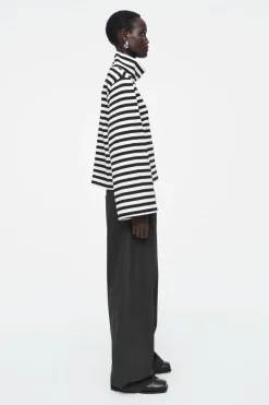 COS FUNNEL-NECK STRIPED LONG-SLEEVED T-SHIRT-Women Tops