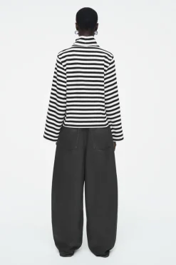 COS FUNNEL-NECK STRIPED LONG-SLEEVED T-SHIRT-Women Tops