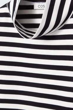 COS FUNNEL-NECK STRIPED LONG-SLEEVED T-SHIRT-Women Tops