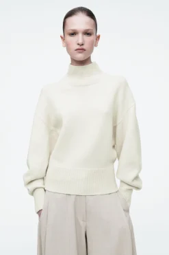 COS FUNNEL-NECK WAISTED WOOL SWEATER-Women Sweaters & Cardigans