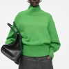 COS FUNNEL-NECK WAISTED WOOL SWEATER-Women Sweaters & Cardigans