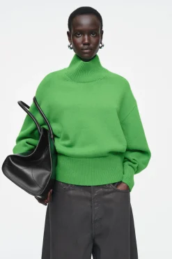 COS FUNNEL-NECK WAISTED WOOL SWEATER-Women Sweaters & Cardigans