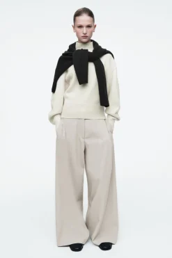 COS FUNNEL-NECK WAISTED WOOL SWEATER-Women Sweaters & Cardigans