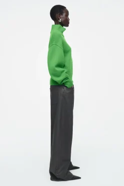 COS FUNNEL-NECK WAISTED WOOL SWEATER-Women Sweaters & Cardigans
