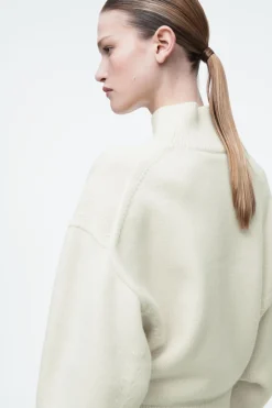 COS FUNNEL-NECK WAISTED WOOL SWEATER-Women Sweaters & Cardigans