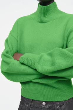 COS FUNNEL-NECK WAISTED WOOL SWEATER-Women Sweaters & Cardigans
