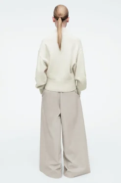 COS FUNNEL-NECK WAISTED WOOL SWEATER-Women Sweaters & Cardigans