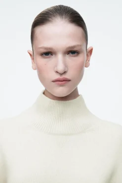 COS FUNNEL-NECK WAISTED WOOL SWEATER-Women Sweaters & Cardigans