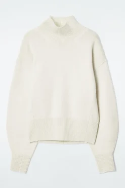 COS FUNNEL-NECK WAISTED WOOL SWEATER-Women Sweaters & Cardigans