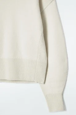 COS FUNNEL-NECK WAISTED WOOL SWEATER-Women Sweaters & Cardigans