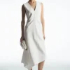 COS GATHERED ASYMMETRIC MIDI DRESS-Women Dresses & Jumpsuits