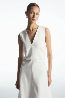 COS GATHERED ASYMMETRIC MIDI DRESS-Women Dresses & Jumpsuits